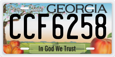 GA license plate CCF6258