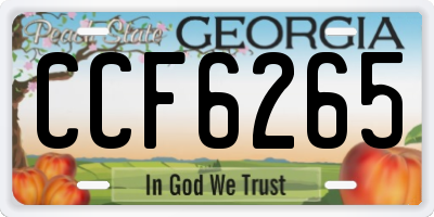 GA license plate CCF6265