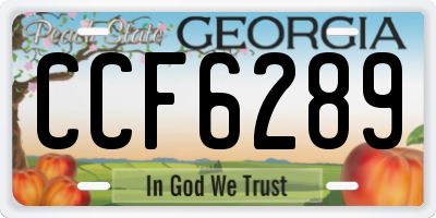 GA license plate CCF6289