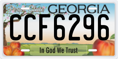 GA license plate CCF6296