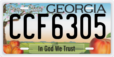 GA license plate CCF6305