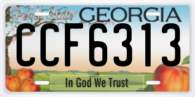 GA license plate CCF6313