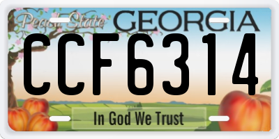 GA license plate CCF6314