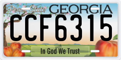 GA license plate CCF6315