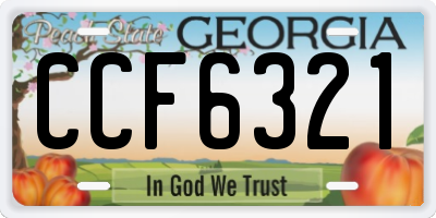 GA license plate CCF6321