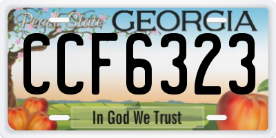 GA license plate CCF6323