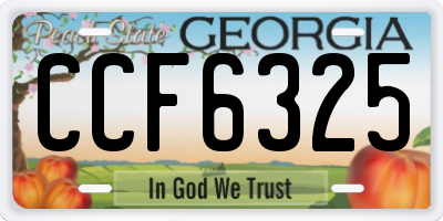 GA license plate CCF6325