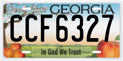 GA license plate CCF6327