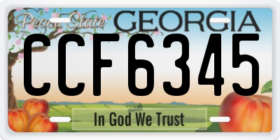 GA license plate CCF6345