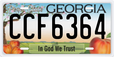GA license plate CCF6364