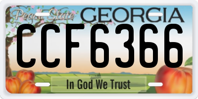 GA license plate CCF6366