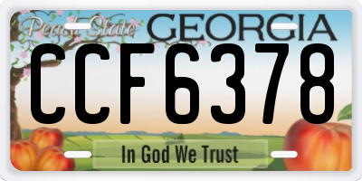 GA license plate CCF6378