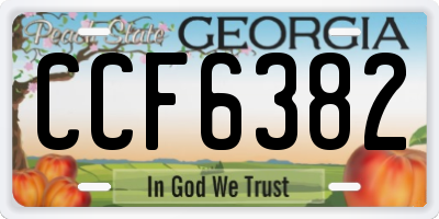 GA license plate CCF6382