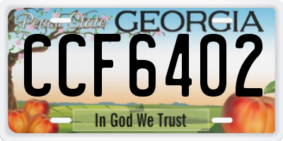 GA license plate CCF6402
