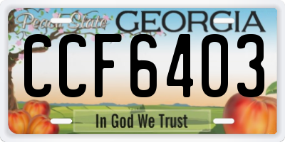 GA license plate CCF6403