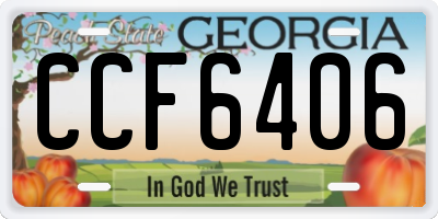 GA license plate CCF6406