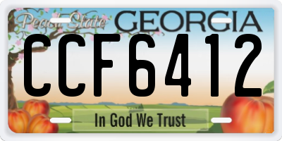 GA license plate CCF6412