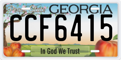GA license plate CCF6415