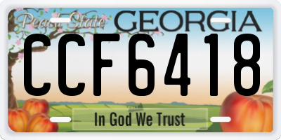 GA license plate CCF6418