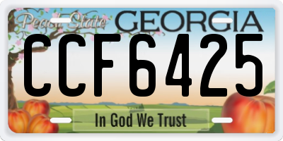 GA license plate CCF6425