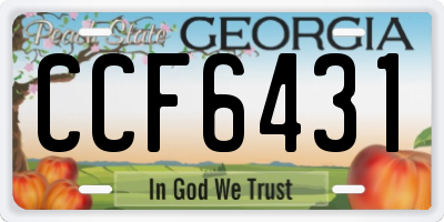 GA license plate CCF6431
