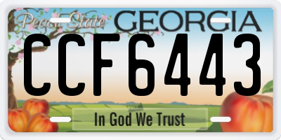 GA license plate CCF6443