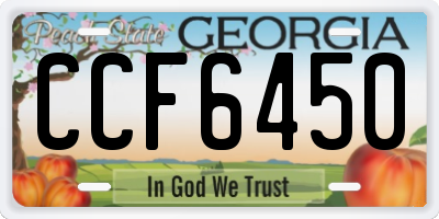 GA license plate CCF6450