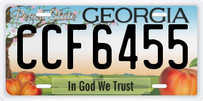 GA license plate CCF6455