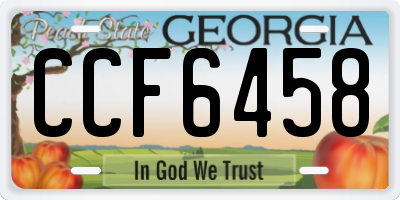 GA license plate CCF6458