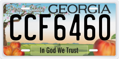 GA license plate CCF6460