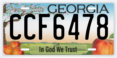 GA license plate CCF6478