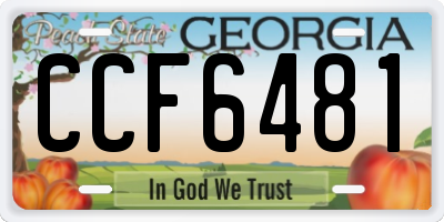 GA license plate CCF6481