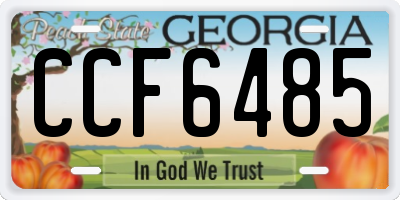 GA license plate CCF6485