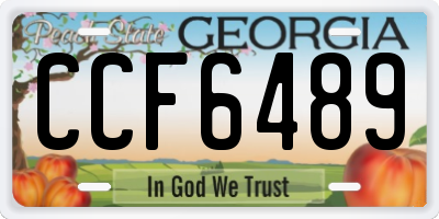 GA license plate CCF6489