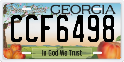 GA license plate CCF6498