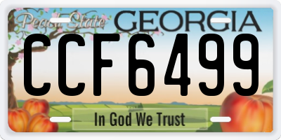 GA license plate CCF6499