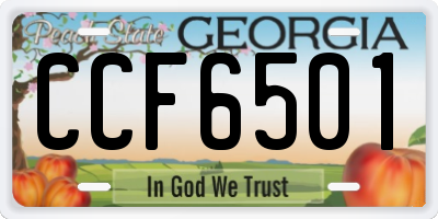 GA license plate CCF6501
