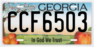 GA license plate CCF6503