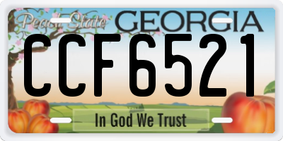 GA license plate CCF6521