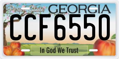 GA license plate CCF6550