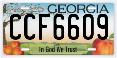 GA license plate CCF6609