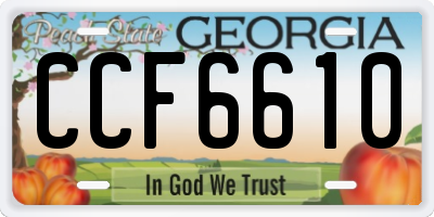 GA license plate CCF6610