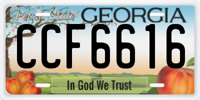 GA license plate CCF6616