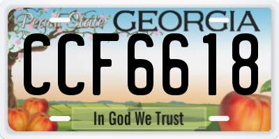 GA license plate CCF6618
