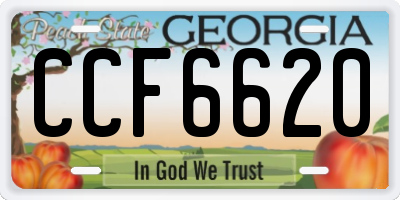 GA license plate CCF6620