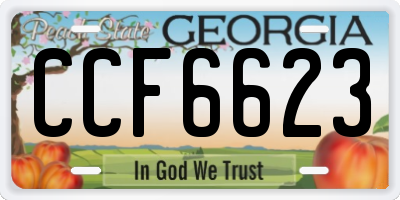 GA license plate CCF6623