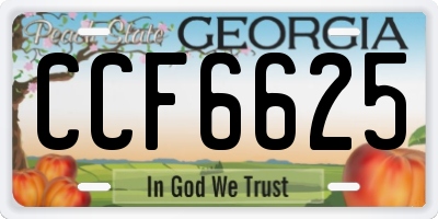 GA license plate CCF6625