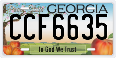 GA license plate CCF6635