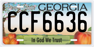 GA license plate CCF6636
