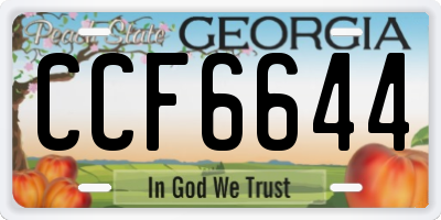 GA license plate CCF6644